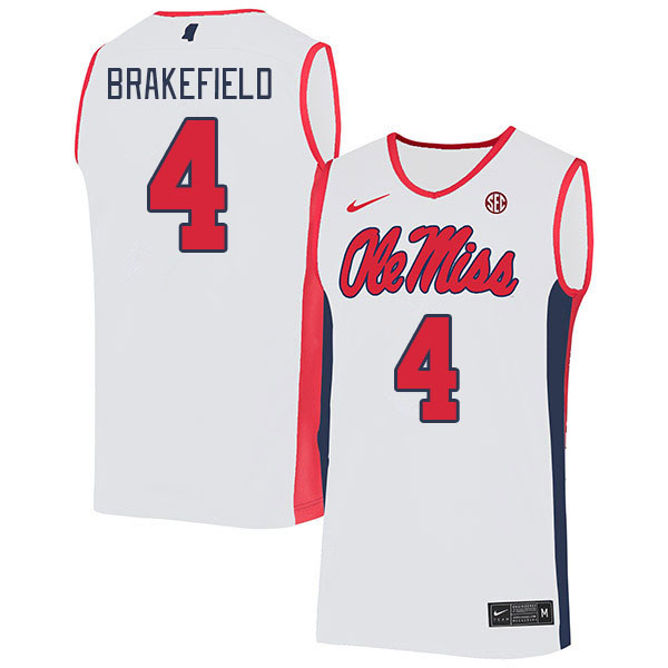 Ole Miss Rebels #4 Jaemyn Brakefield College Basketball Jerseys Stitched Sale-White